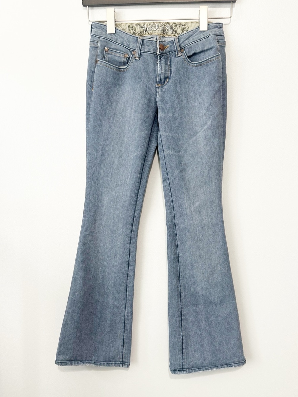 Heart Moon Star Blue Flare Jeans low rise size 4 Y2K vintage stretch